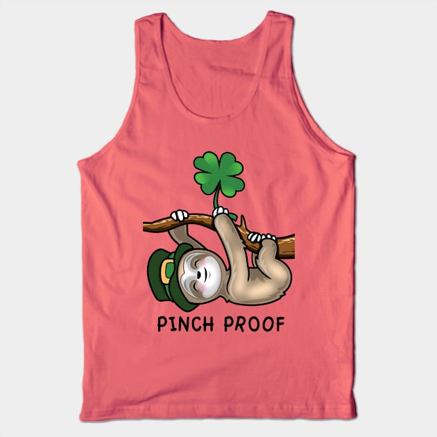 Pinch Proof St. Patrick’s Day Cute Lucky Sloth Tank Top by PnJ